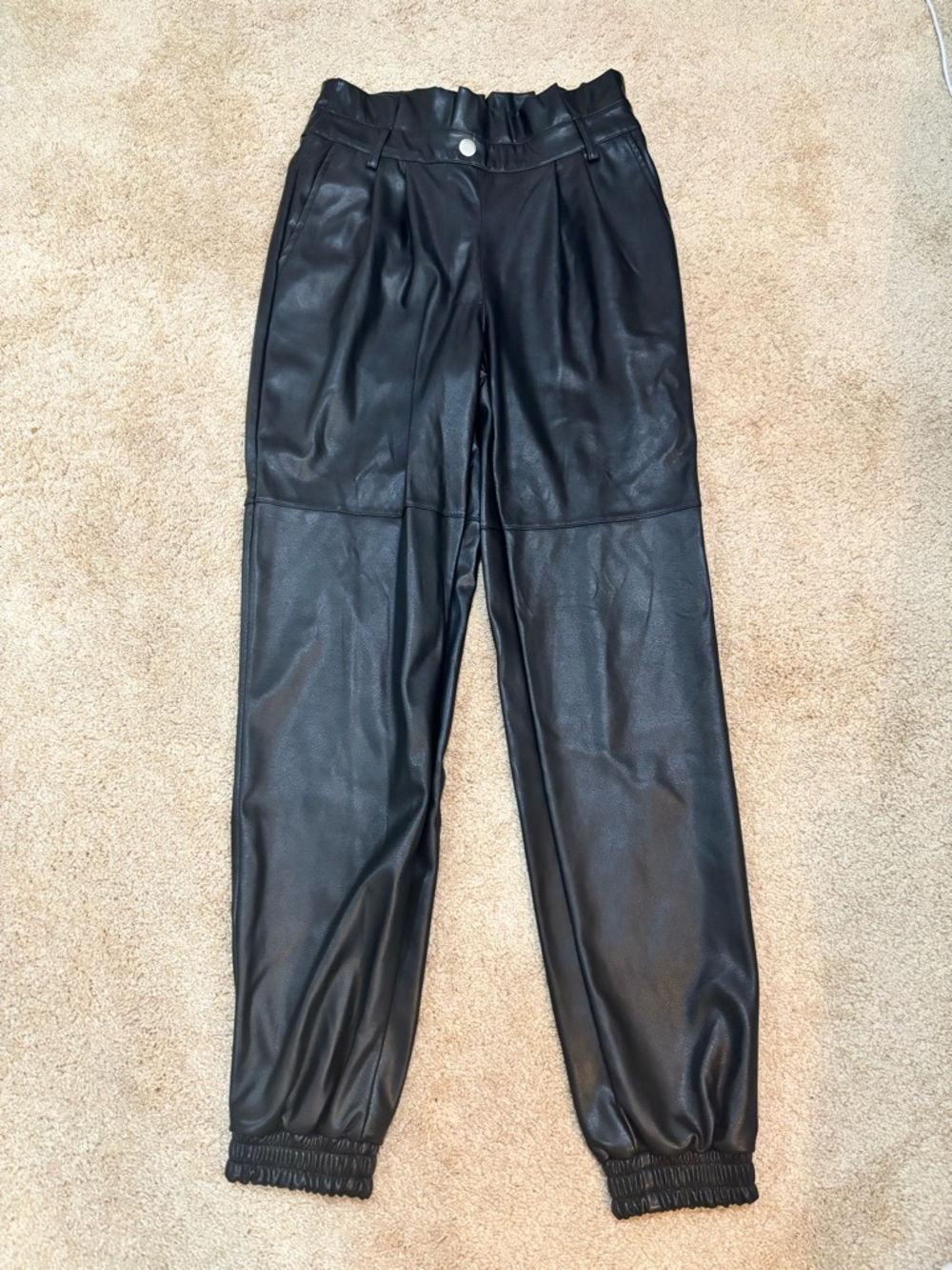 SO Black Leather Jogger Pants